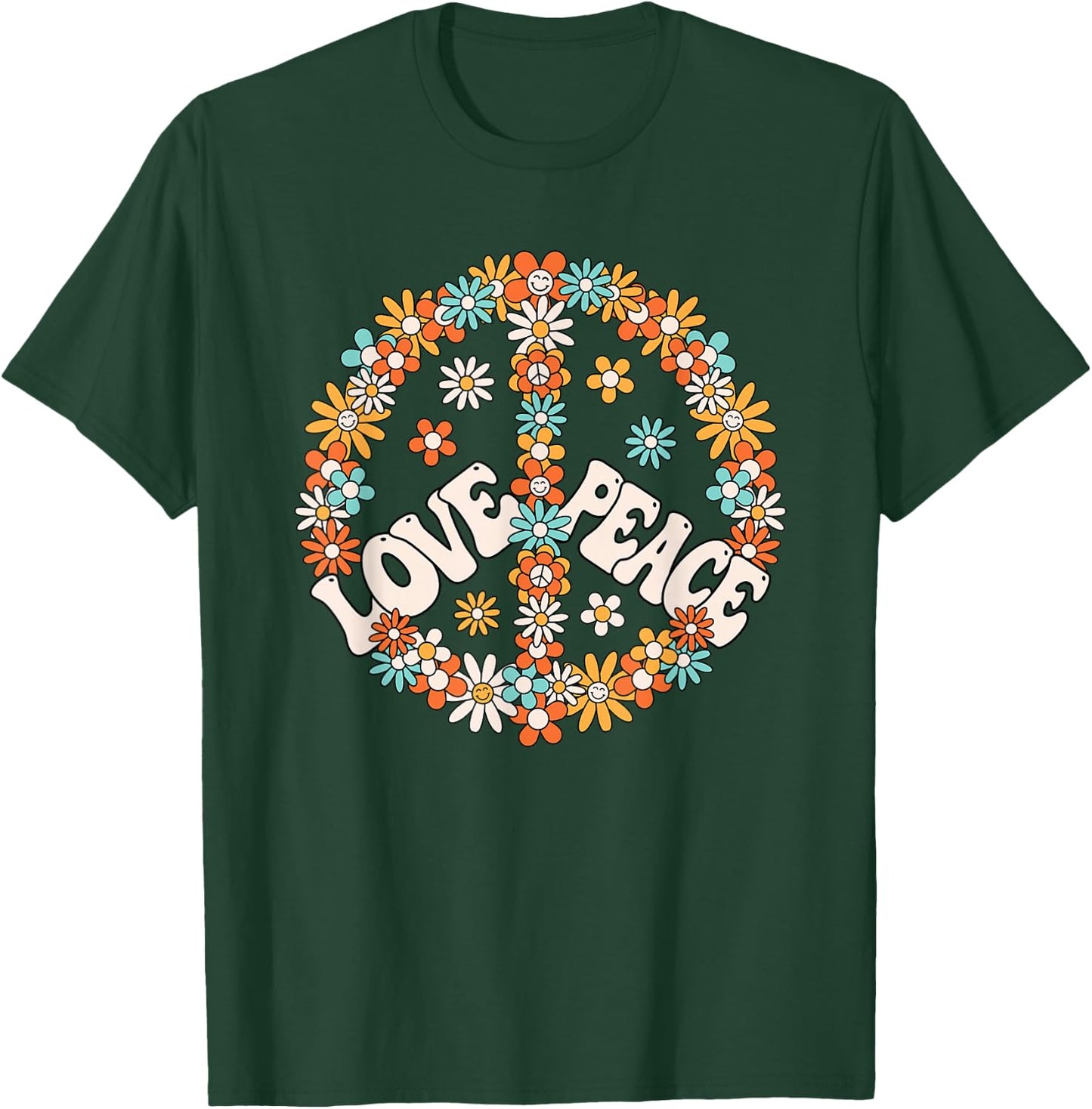 60s 70s Hippie Love Peace Groovy Party Outfit Retro , black T-Shirt - T-Shirt | Forest