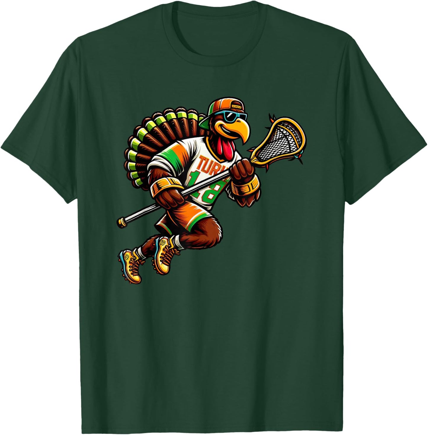 Funny Turkey Thanksgiving Lacrosse Kids T-Shirt - T-Shirt | Forest