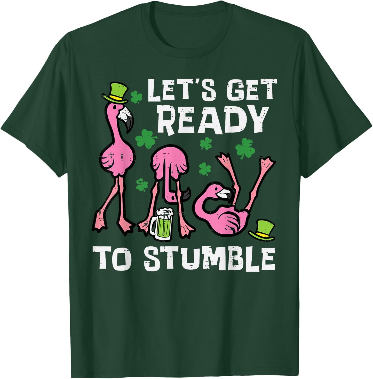 St Patricks Day Flamingo Ready To Stumble Women Men Kids T-Shirt - T-Shirt | Forest