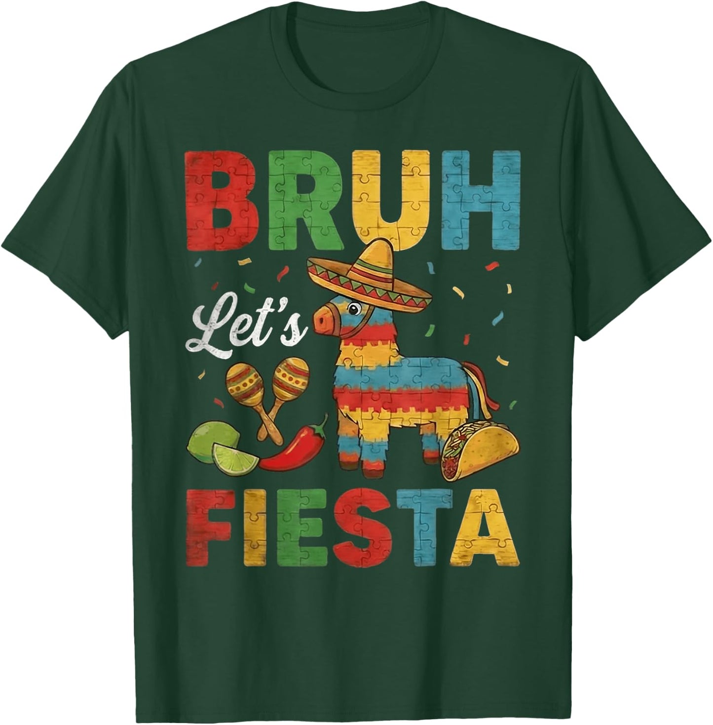 Funny Cinco De Mayo Pinata Boys Kids Men Bruh Let's Fiesta T-Shirt - T-Shirt | Forest