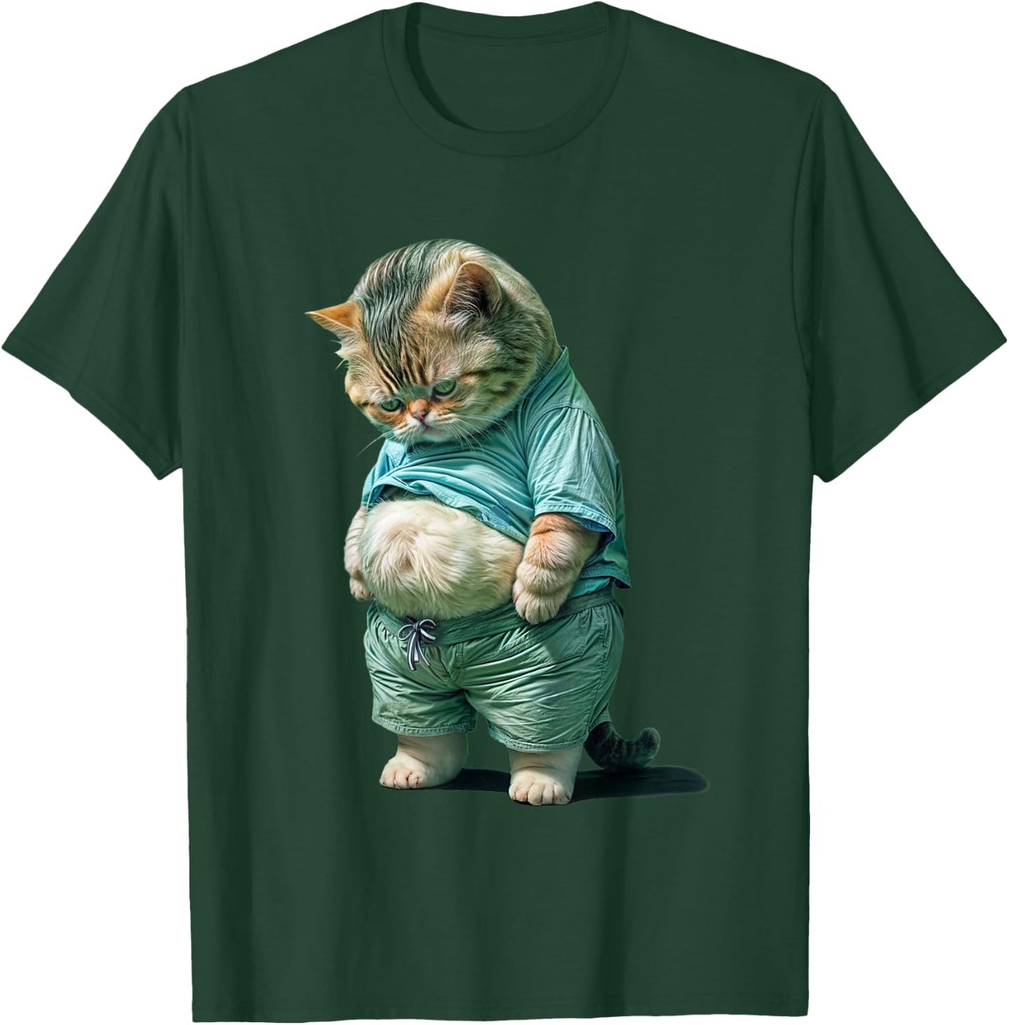 Funny fat Cat IA art design print T-Shirt - T-Shirt | Forest