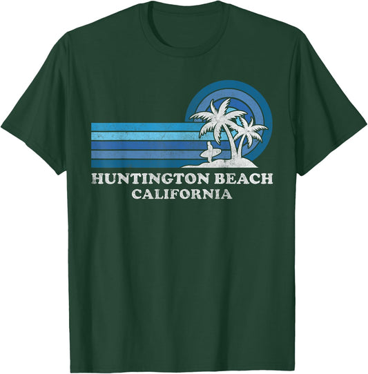 Huntington Beach California Family Summer Vacation Vintage T-Shirt - T-Shirt | Forest