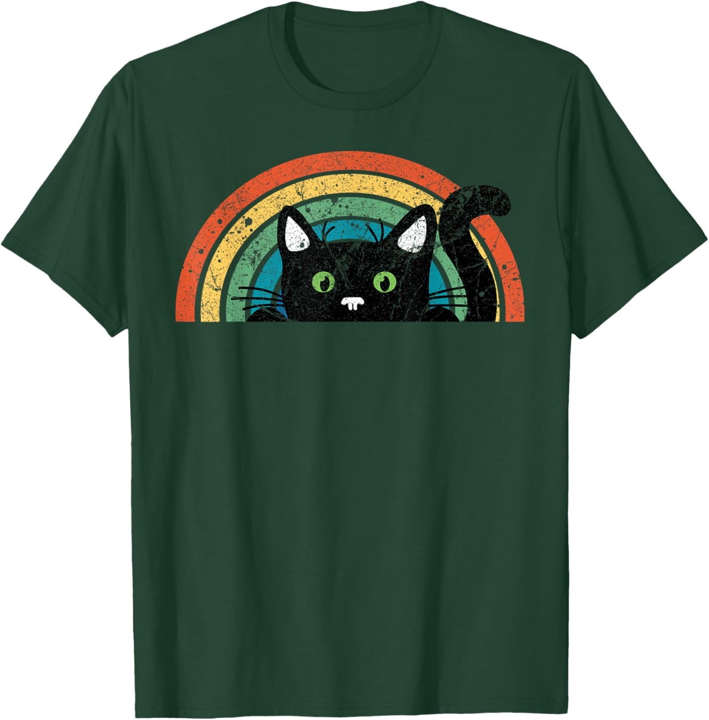 Vintage Schwarze Katze Retro für Katzenliebhaber, Katzenmutter, Katzenvater T-Shirt - T-Shirt | Forest