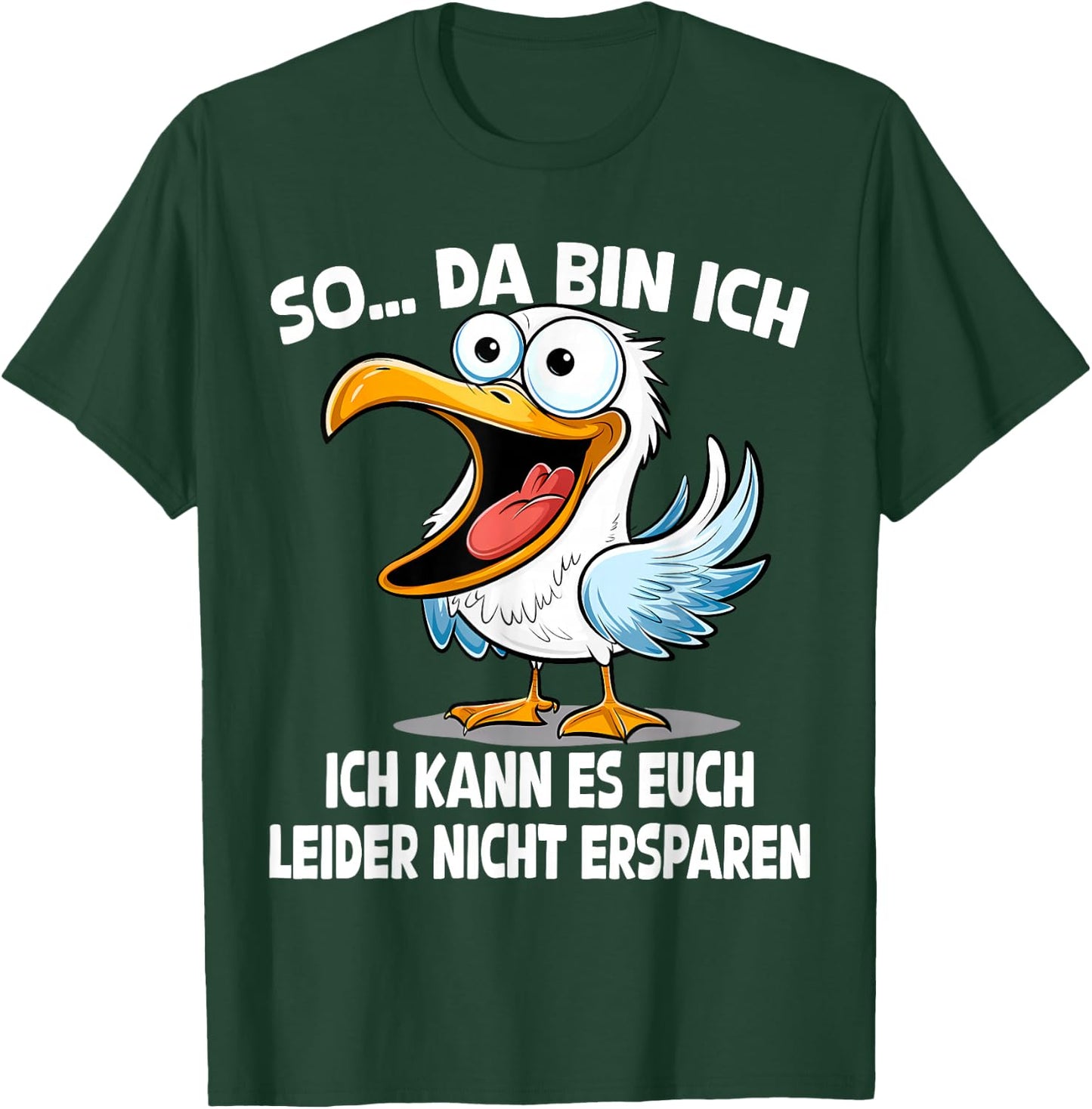 So Da Bin Ich... Seagull Funny Ironic Seagulls Saying , black T-Shirt - T-Shirt | Forest
