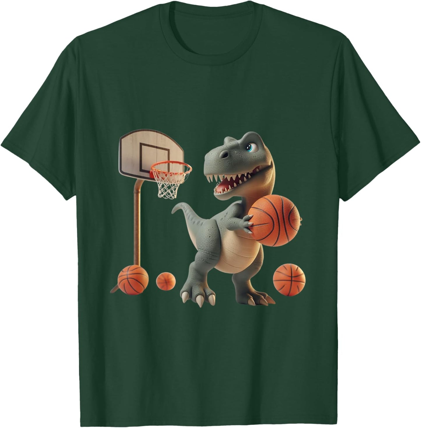 Trex Dinosaur Playing Basketball Sports fan T-Shirt - T-Shirt | Forest