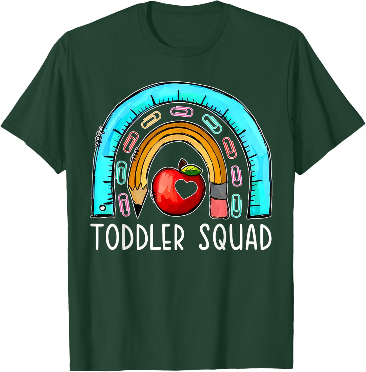 Toddler Squad Rainbow Teacher Early Childhood Educator Men Women Girls Kids T-Shirt - T-Shirt | Forest