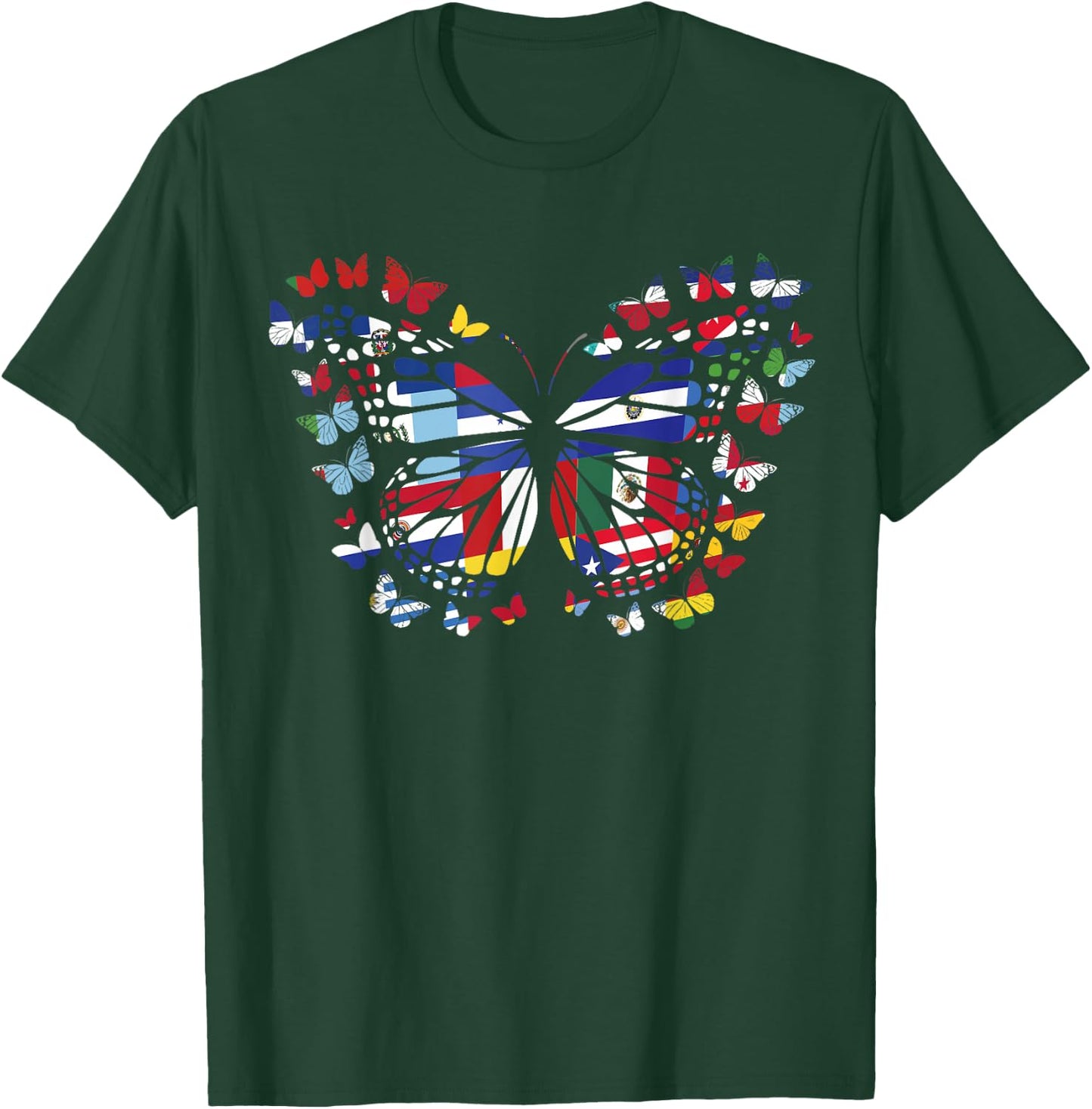 butterfly Hispanic Heritage Month Hispanic Flag T-Shirt - T-Shirt | Forest