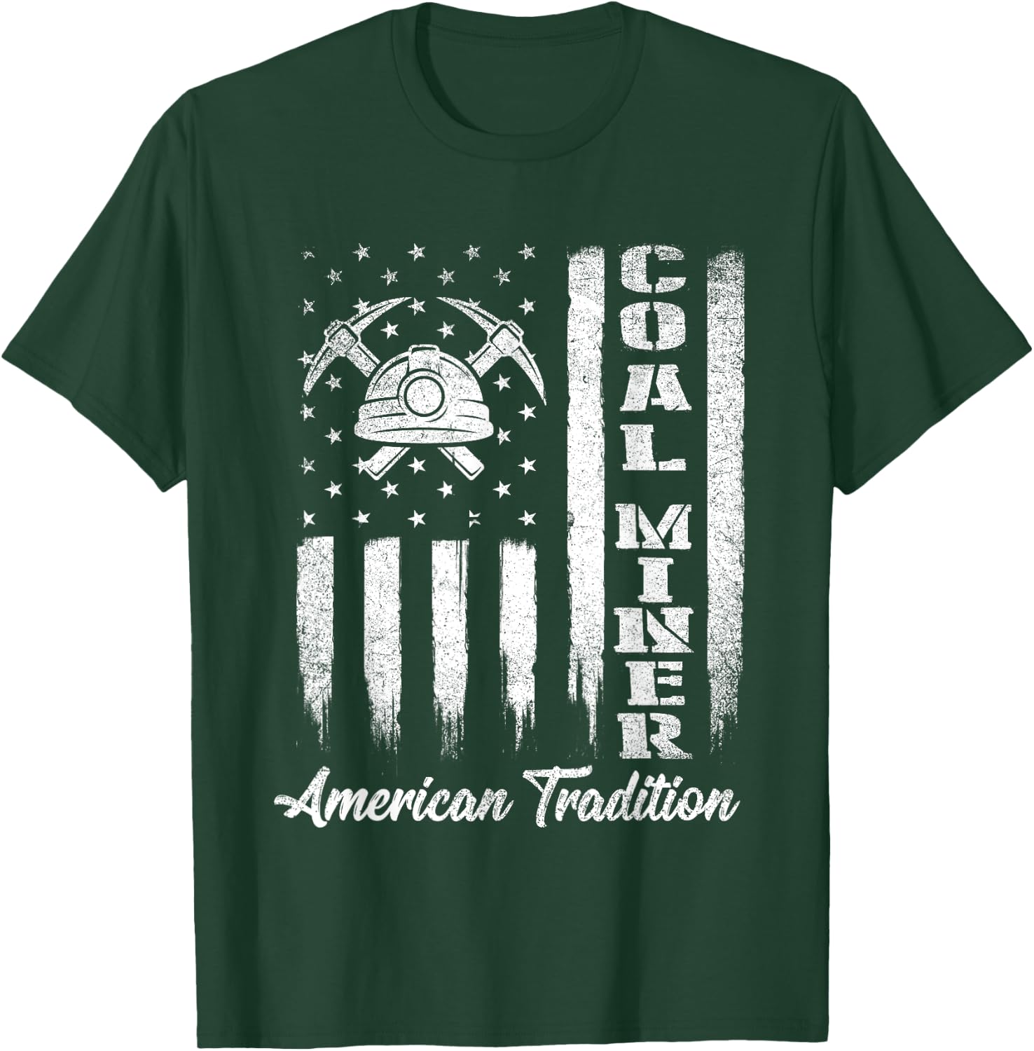 Coal Miner - USA Flag Patriotic Underground Mining Laborer T-Shirt - T-Shirt | Forest