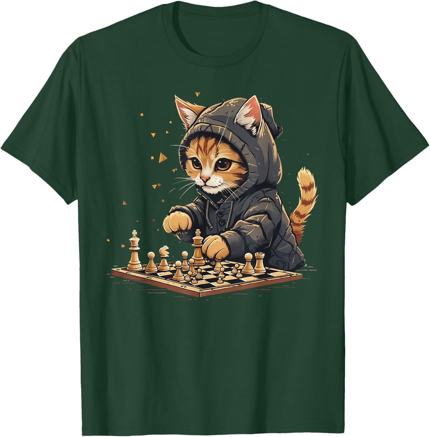 Chess Men's Women's & Children's Cat Chess Player T-Shirt - T-Shirt | Forest