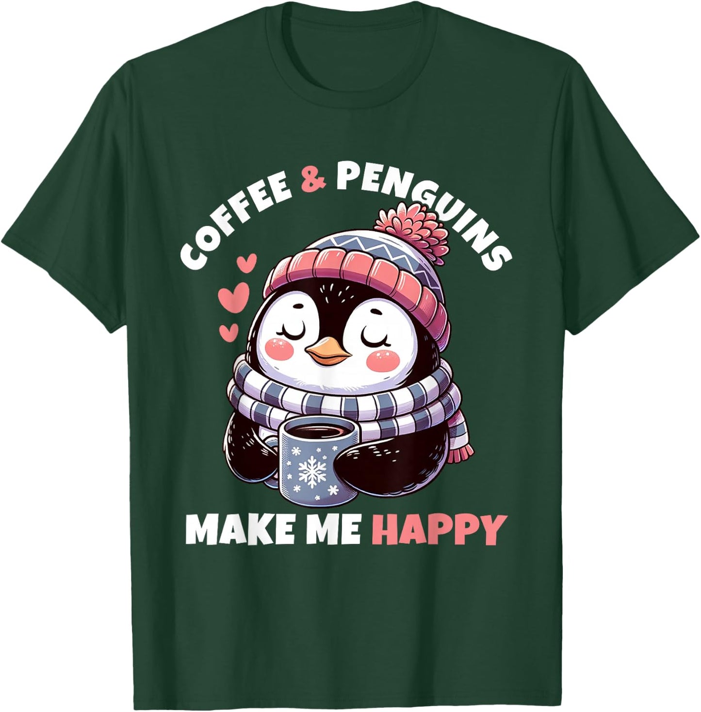 Coffee and Penguins Design T-Shirt - T-Shirt | Forest