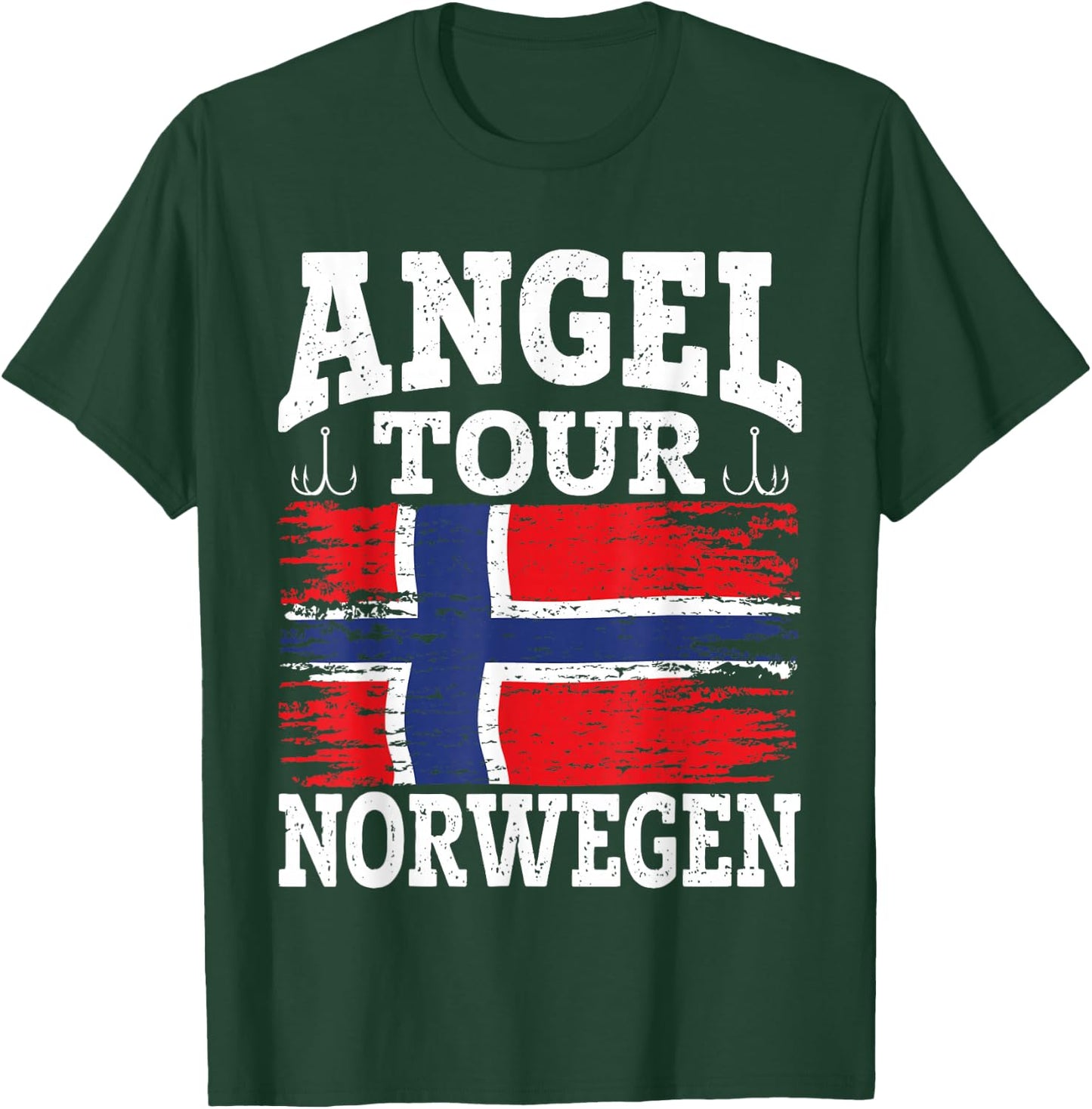 Angel Tour Norwegen Angelteam Angeltour Norwegen Flagge Angeln T-Shirt - T-Shirt | Forest
