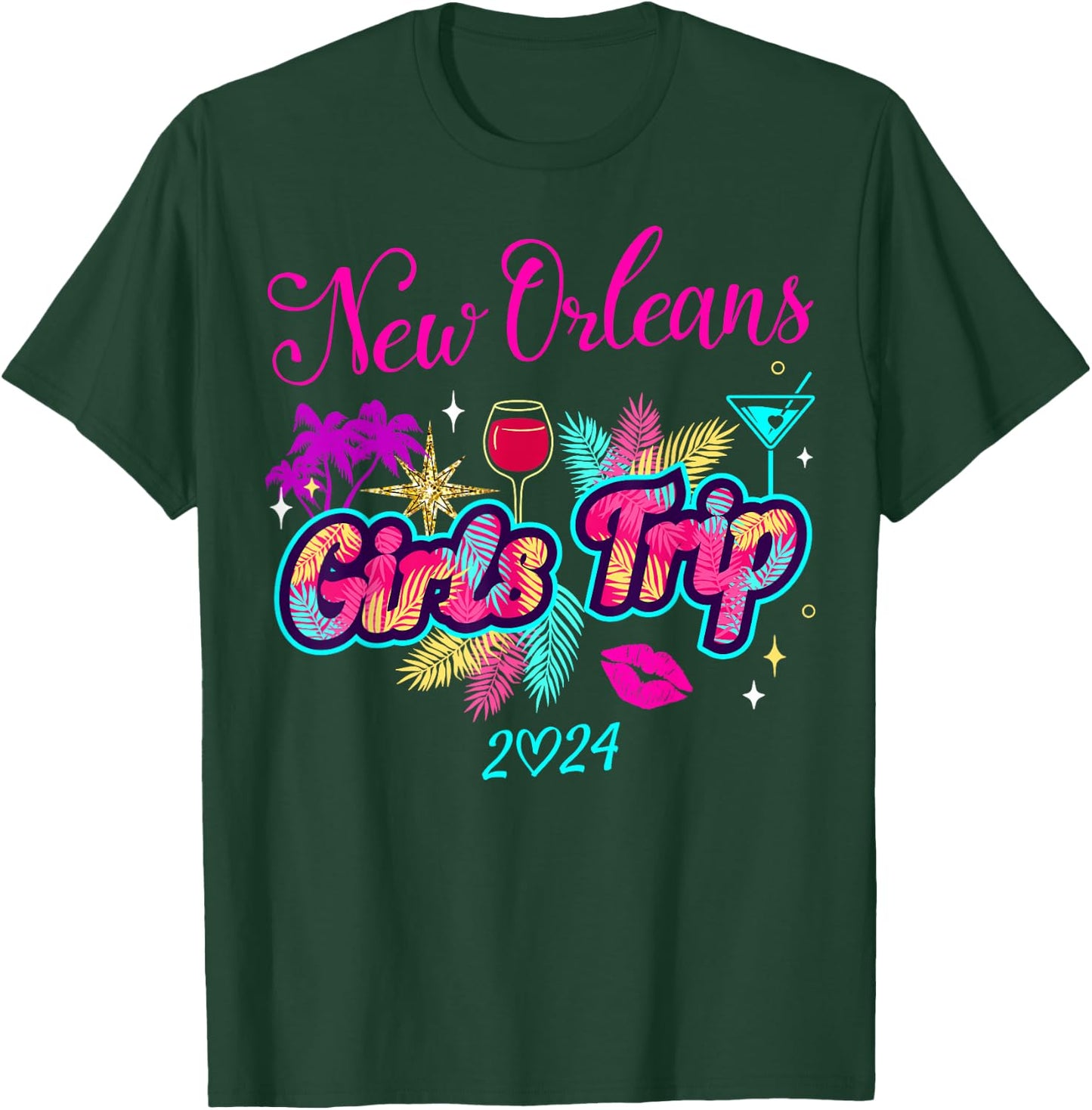 Girls Trip New Orleans 2024 Girls Weekend Birthday Squad T-Shirt - T-Shirt | Forest