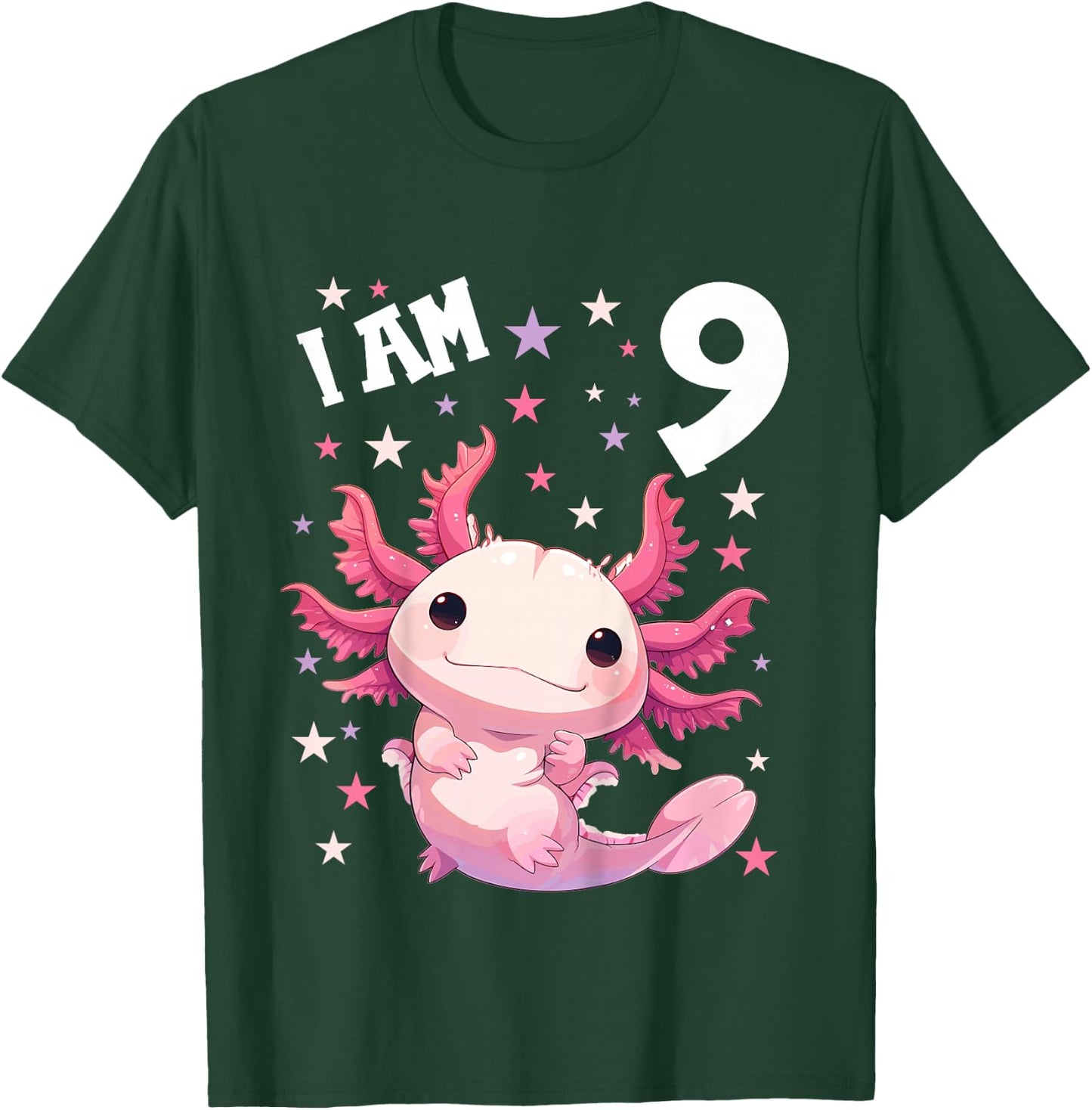 9 Years old 9 birthday Axolotls Boy Girl Axolotl T-Shirt - T-Shirt | Forest