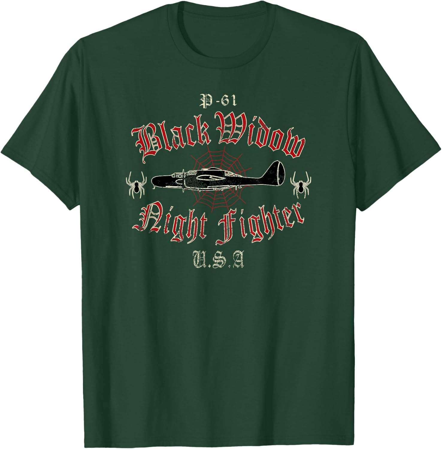 WW2 Fighter Plane Shirts P-61 Black Widow T-Shirt - T-Shirt | Forest