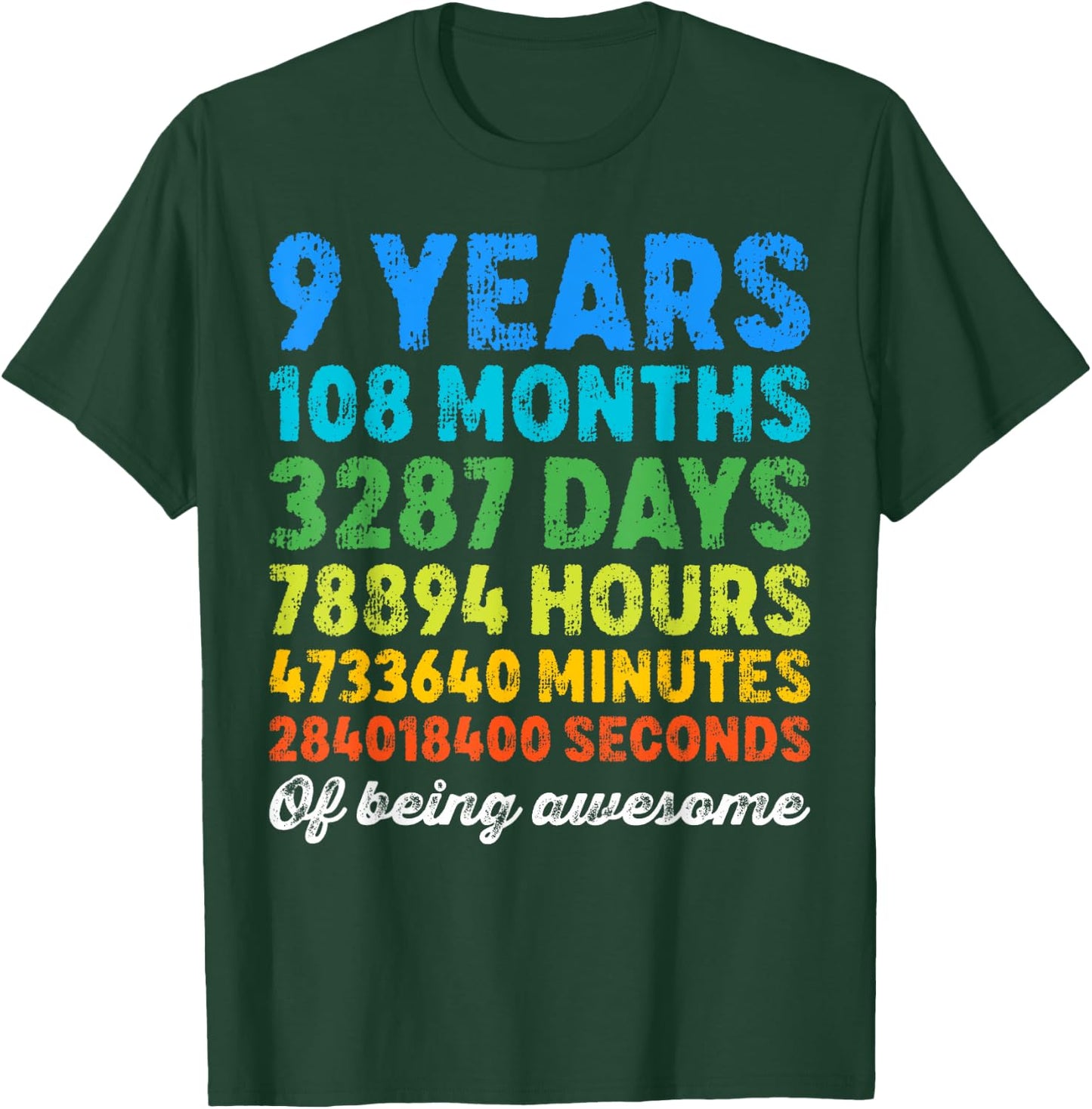 9 Years Old Gifts 9th Birthday Shirt Vintage Retro Countdown T-Shirt - T-Shirt | Forest