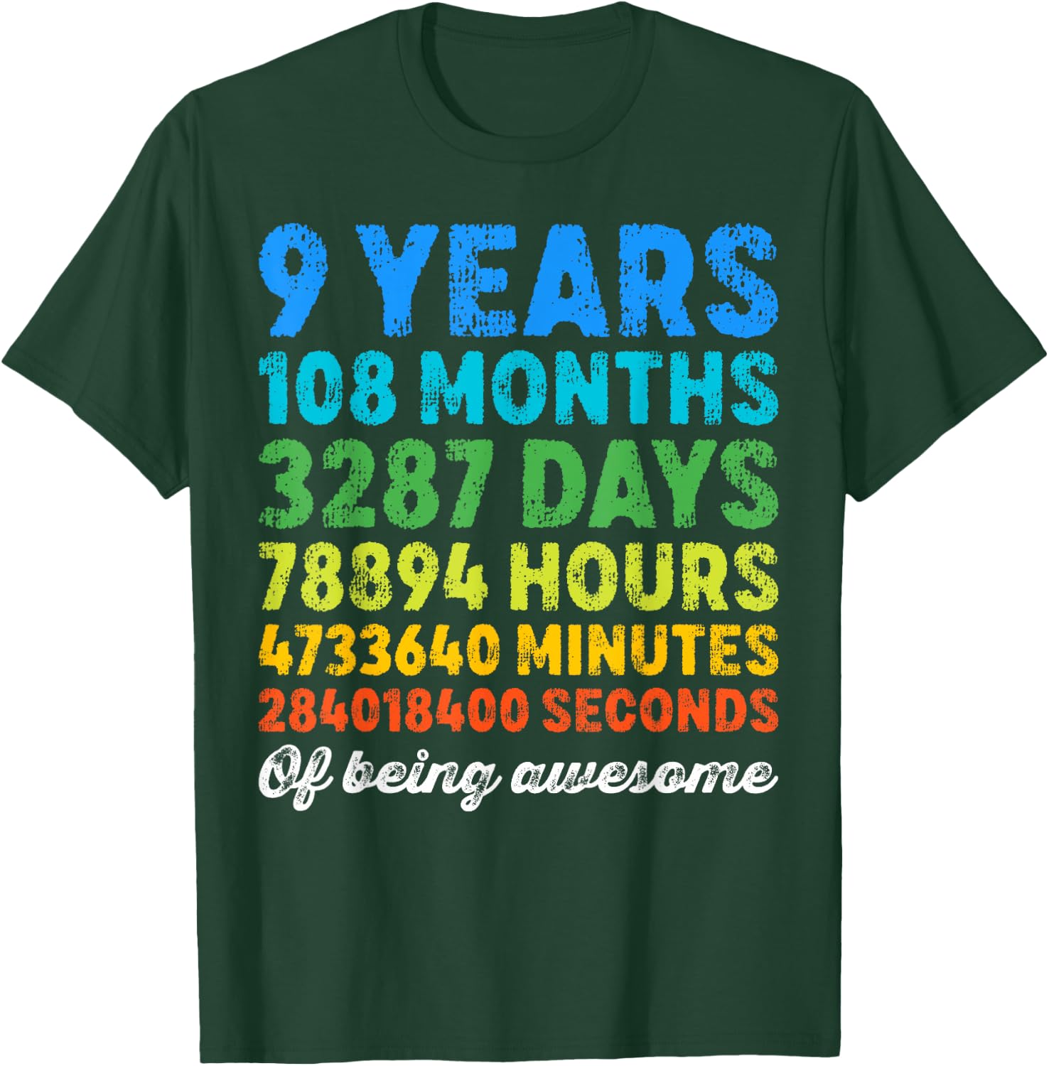 9 Years Old Gifts 9th Birthday Shirt Vintage Retro Countdown T-Shirt - T-Shirt | Forest