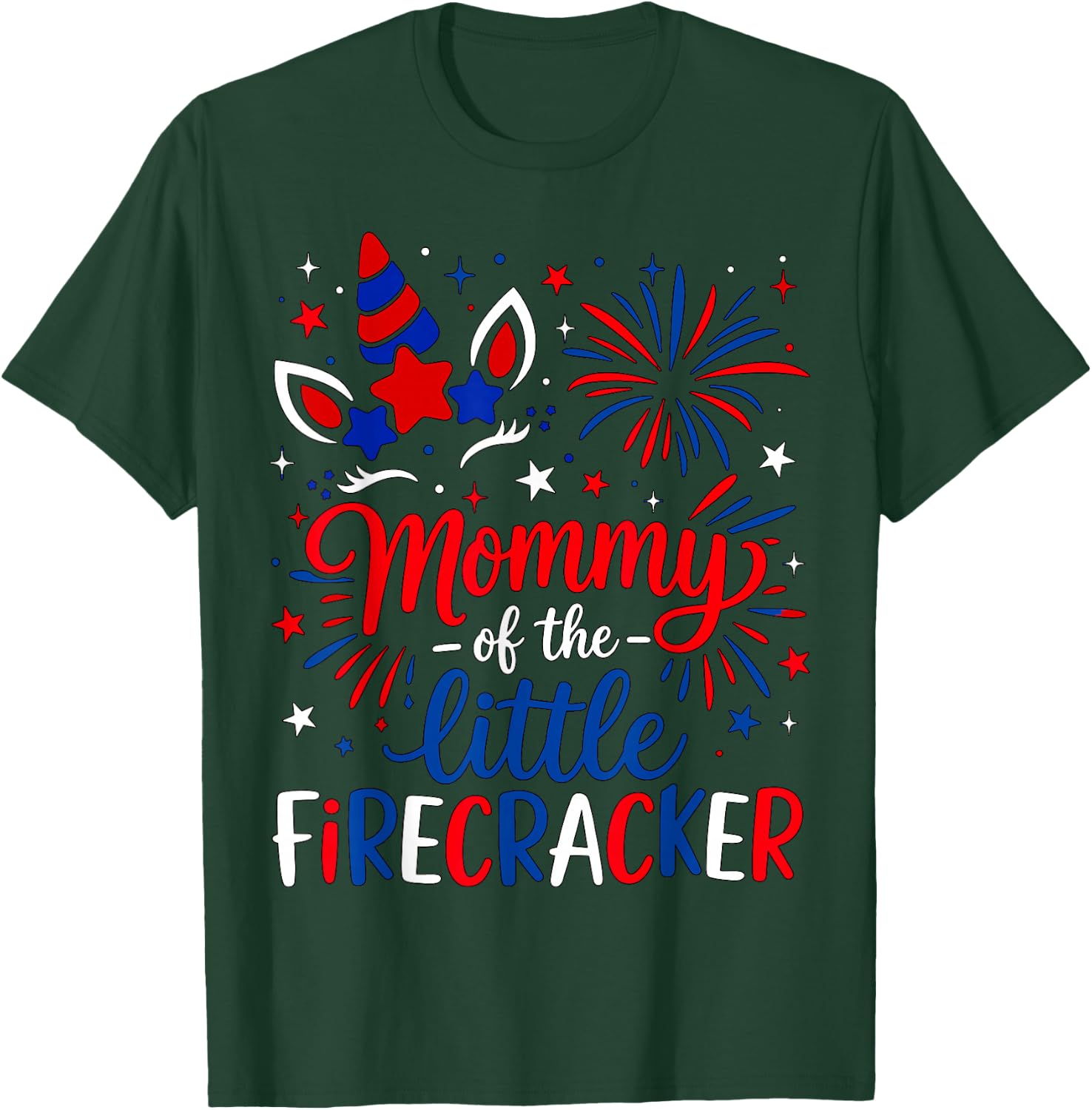 Mommy of The Little Firecracker 4th of July Birthday Party T-Shirt - T-Shirt | Forest
