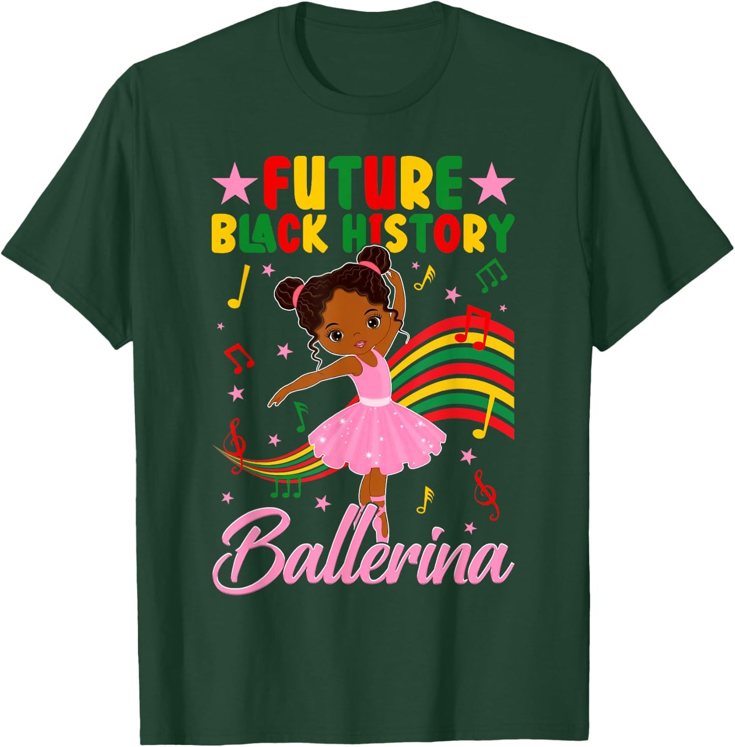 Cute Future Black History Ballerina Ballet Lover Afro Girl T-Shirt - T-Shirt | Forest