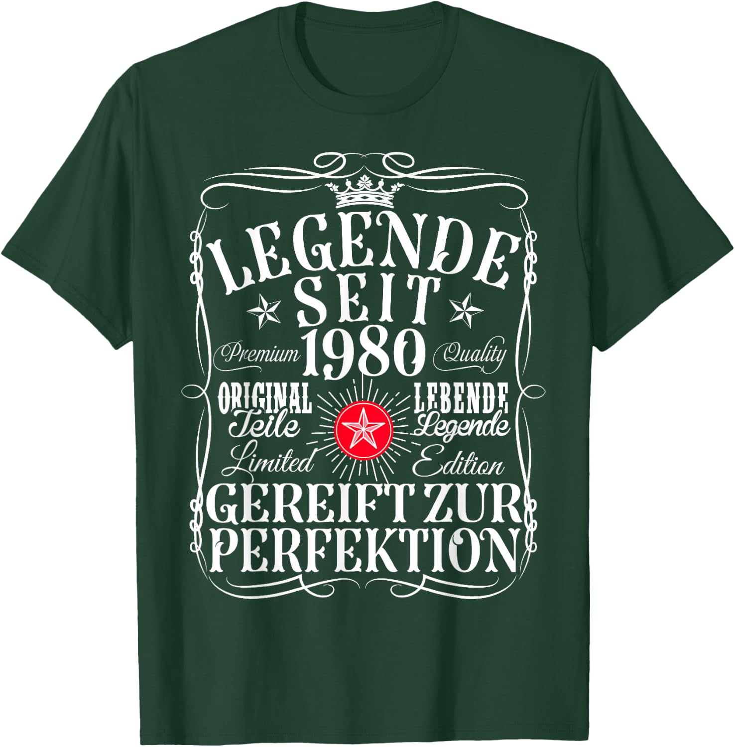 45th Birthday Man Woman 45 Years 1980 Decorative Funny Gift , black T-Shirt - T-Shirt | Forest