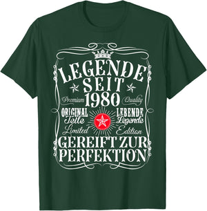 45th Birthday Man Woman 45 Years 1980 Decorative Funny Gift , black T-Shirt - T-Shirt | Forest