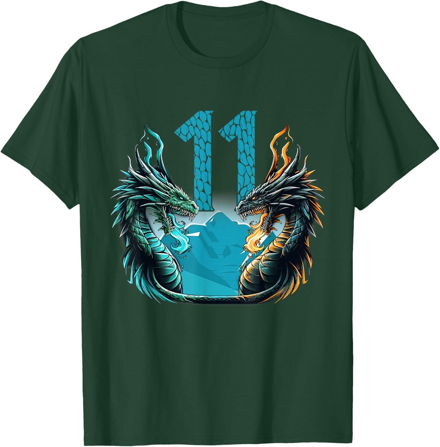 Boy Girl 11 Year Old Birthday Dragon Shirt 11th Birthday T-Shirt - T-Shirt | Forest