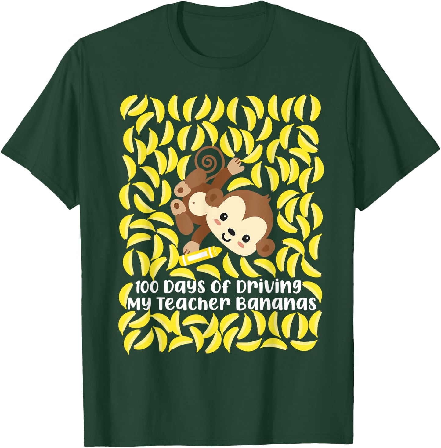 100th Day of School Teacher Monkey Pun Banana T-Shirt - T-Shirt | Forest