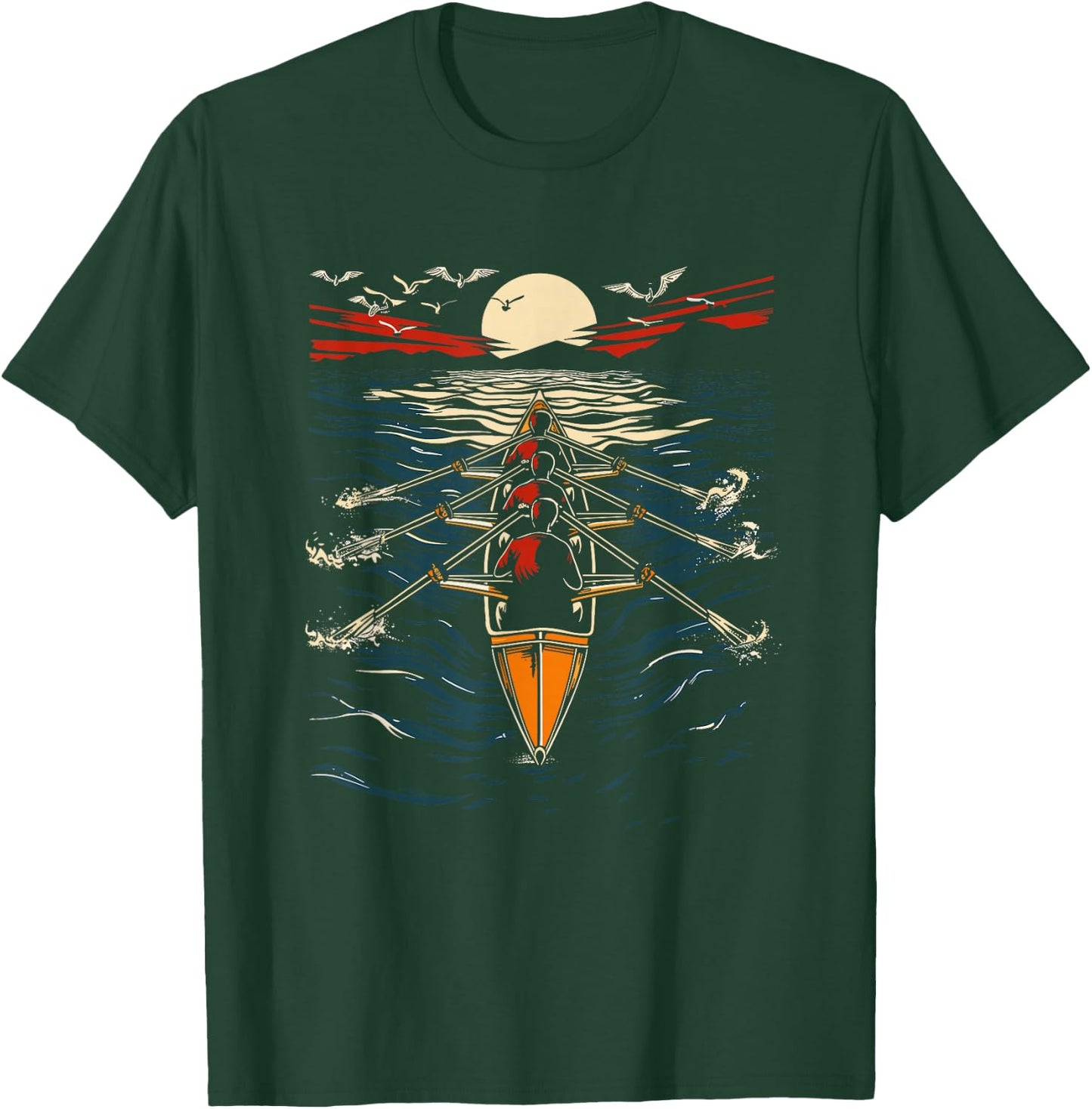 Rowing Artwork Sculling , Black, S T-Shirt - T-Shirt | Forest