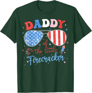 Daddy of The Little Firecracker 4th of July Birthday Family T-Shirt - T-Shirt | Forest