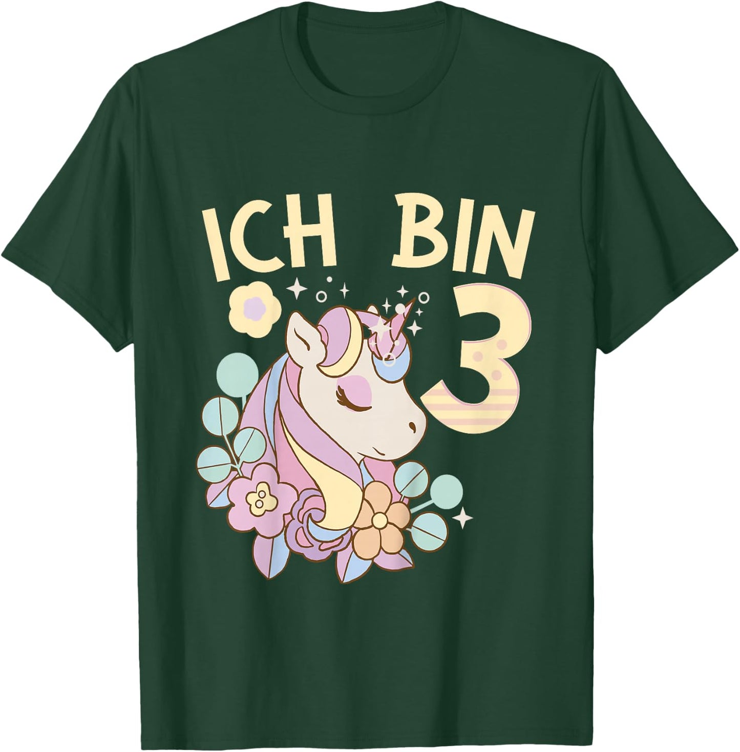 Children's 3rd Birthday Unicorn Children's Birthday Party , black T-Shirt - T-Shirt | Forest