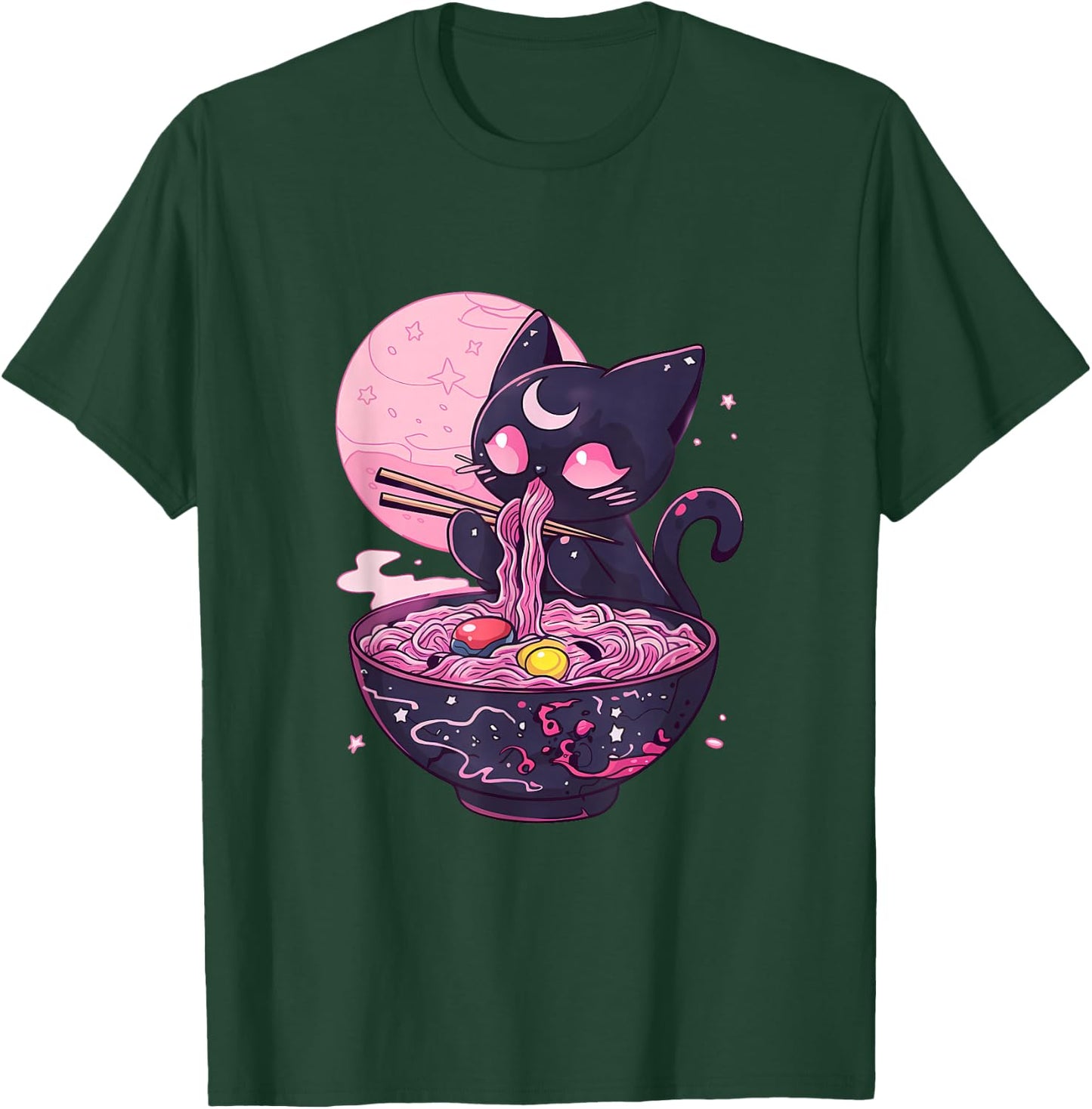 Kawaii Midnight Goth Car Eating Ramen Noodles T-Shirt - T-Shirt | Forest