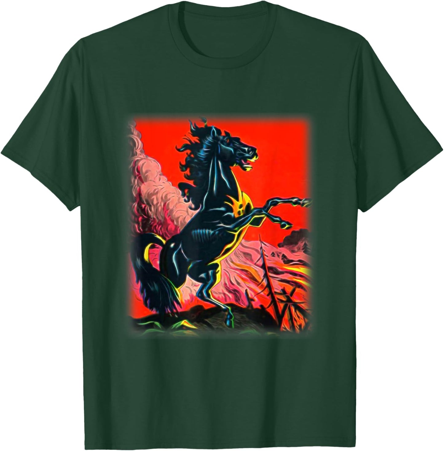 Black Horse Shirt, Colorful Stallion for Horse Lovers T-Shirt - T-Shirt | Forest