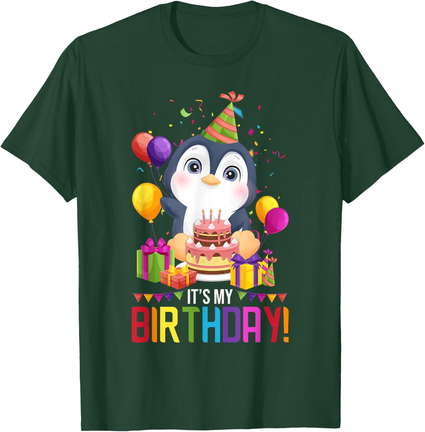 It's My Birthday Shirt Girls penguin Birthday Gift T-Shirt - T-Shirt | Forest