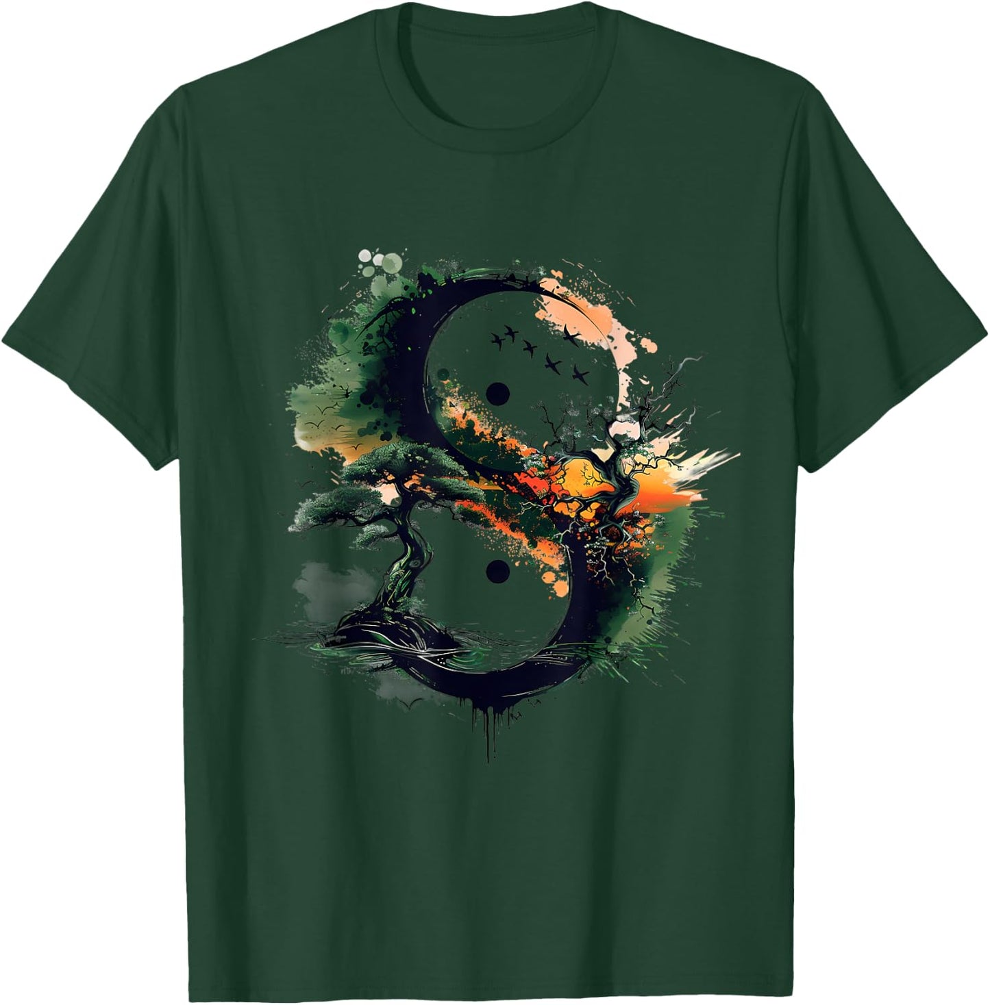 Yin Yang Nature Libra Zen Symbol Buddhism Meditation T-Shirt - T-Shirt | Forest