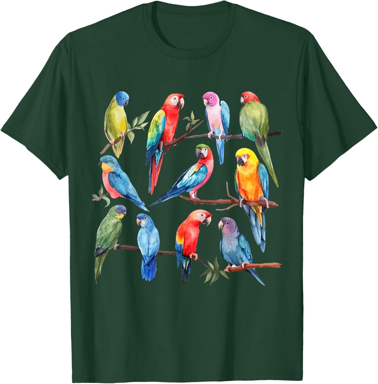 Colorful Parrot Watercolor T-Shirt - T-Shirt | Forest