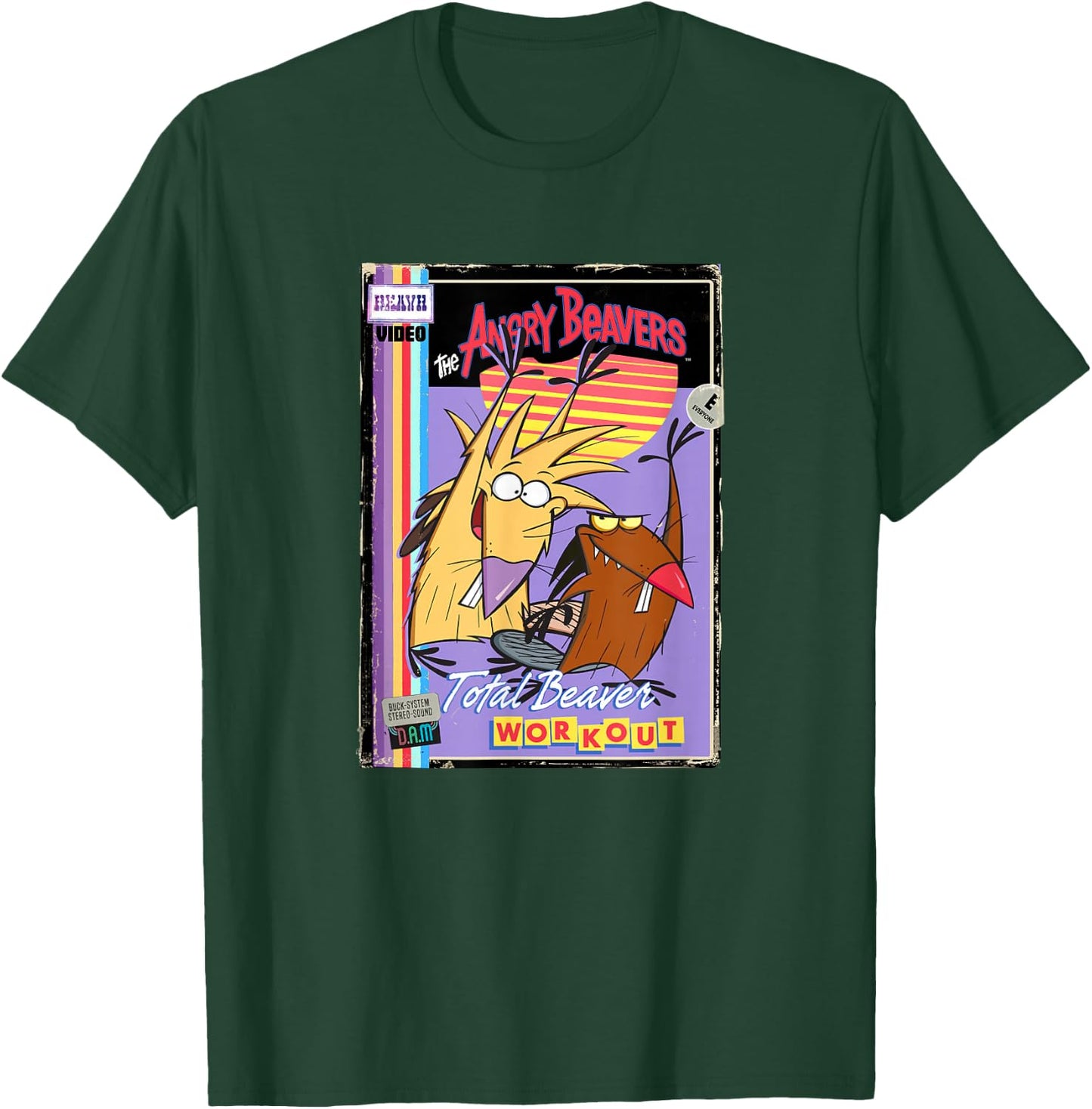 Angry Beavers Total Beaver Workout Retro Vintage Video Tape T-Shirt - T-Shirt | Forest