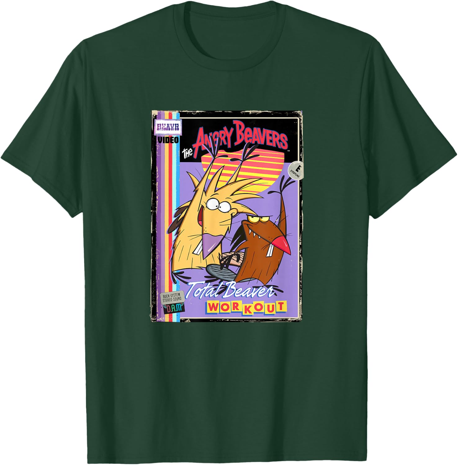 Angry Beavers Total Beaver Workout Retro Vintage Video Tape T-Shirt - T-Shirt | Forest