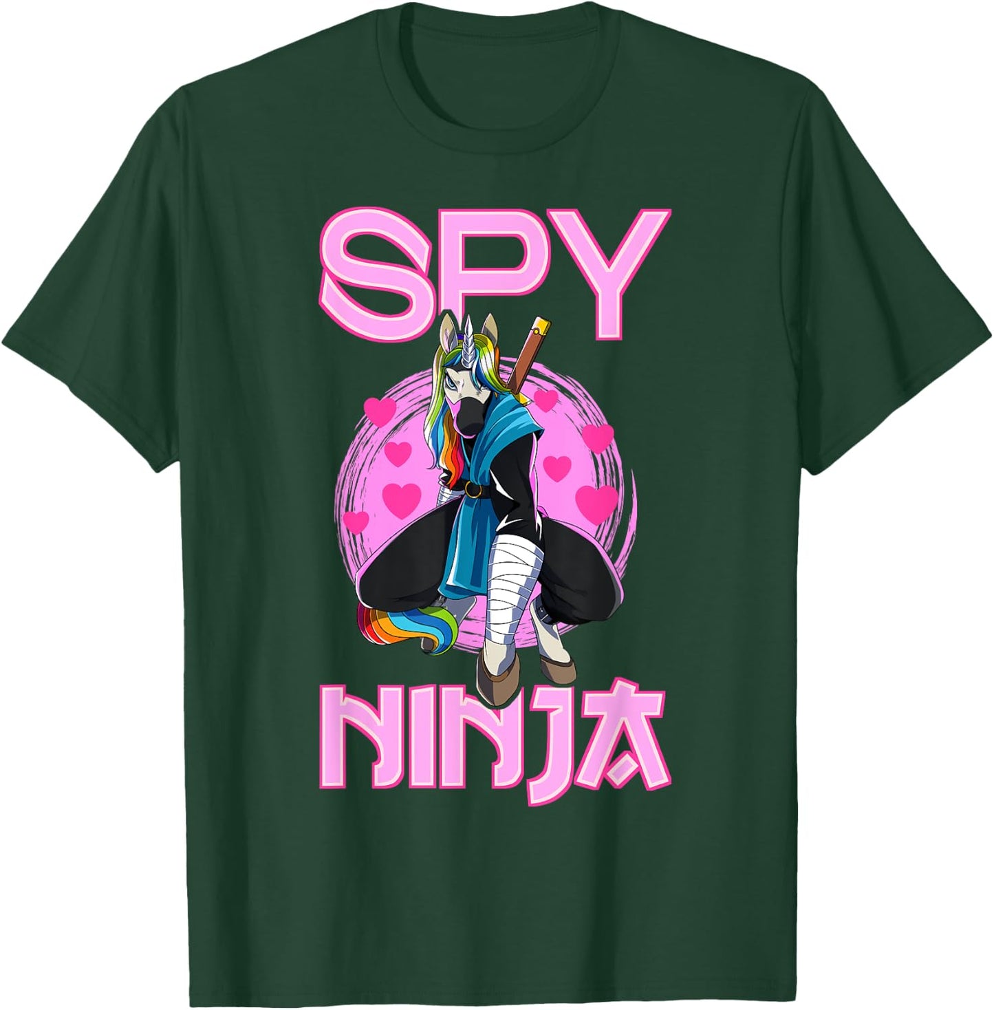 Spy Ninja Unicorn Gamer Rainbow Spione Samurai T-Shirt - T-Shirt | Forest