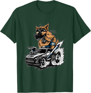 German Shepherd K9 with Hot Rod T-Shirt - T-Shirt | Forest