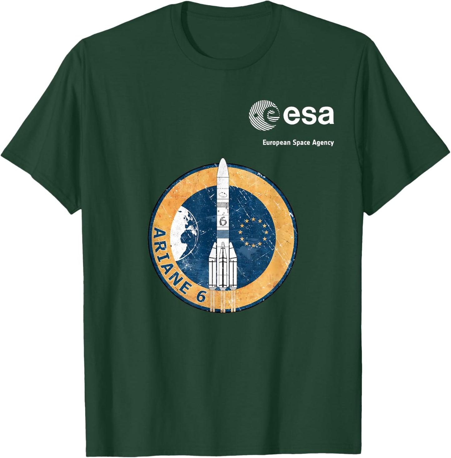 ESA European Space Agency Ariane 6 Rocket Patch Scratch , Black, S T-Shirt - T-Shirt | Forest