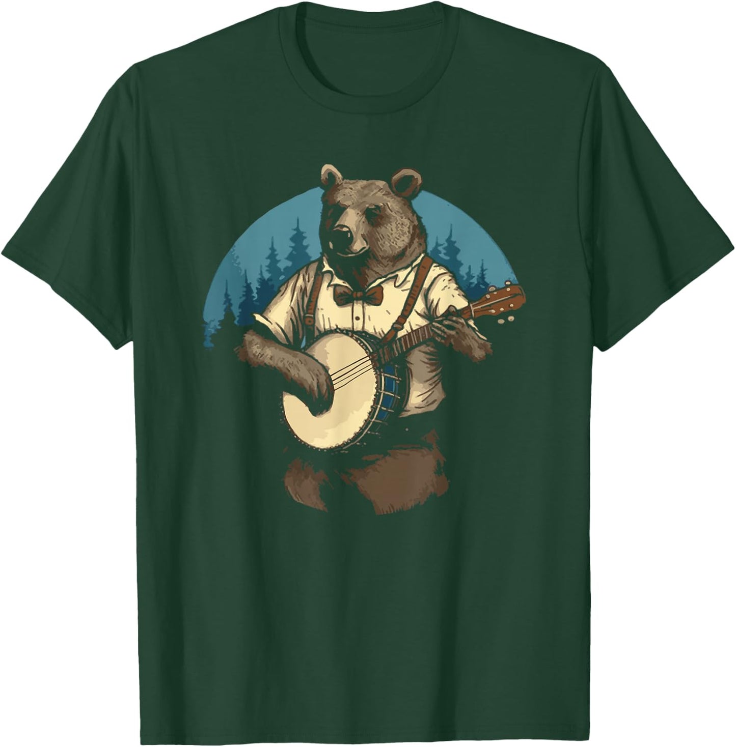Country Music Bear Banjo Player Awesome Folk T-Shirt - T-Shirt | Forest