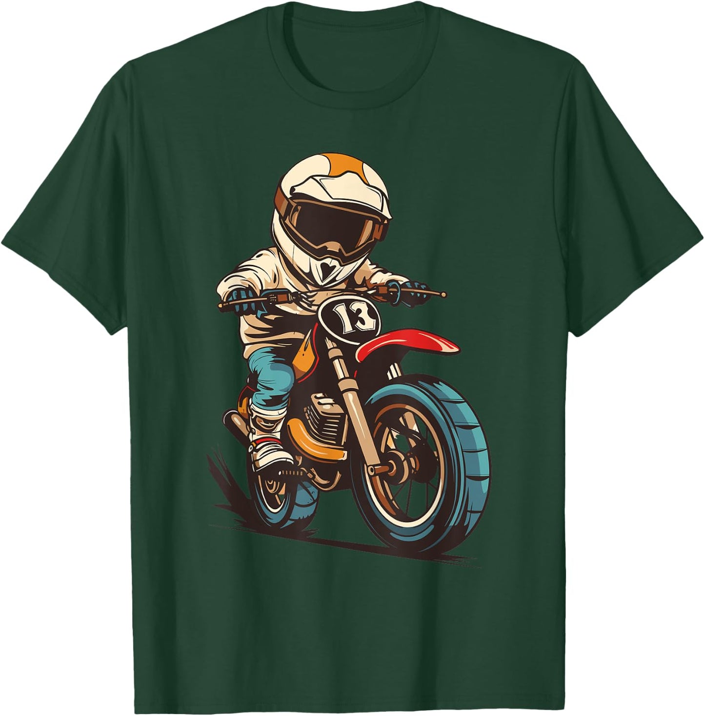 Retro Motocross, Kids Dirt Bike T-Shirt - T-Shirt | Forest