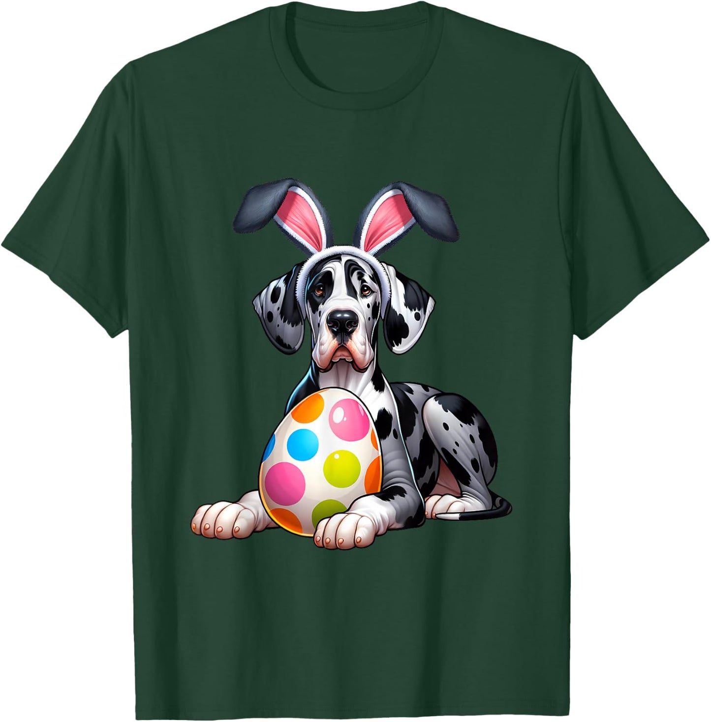 Great Dane Lovers Easter Egg Eggs Bunny Rabbits Men Women T-Shirt - T-Shirt | Forest