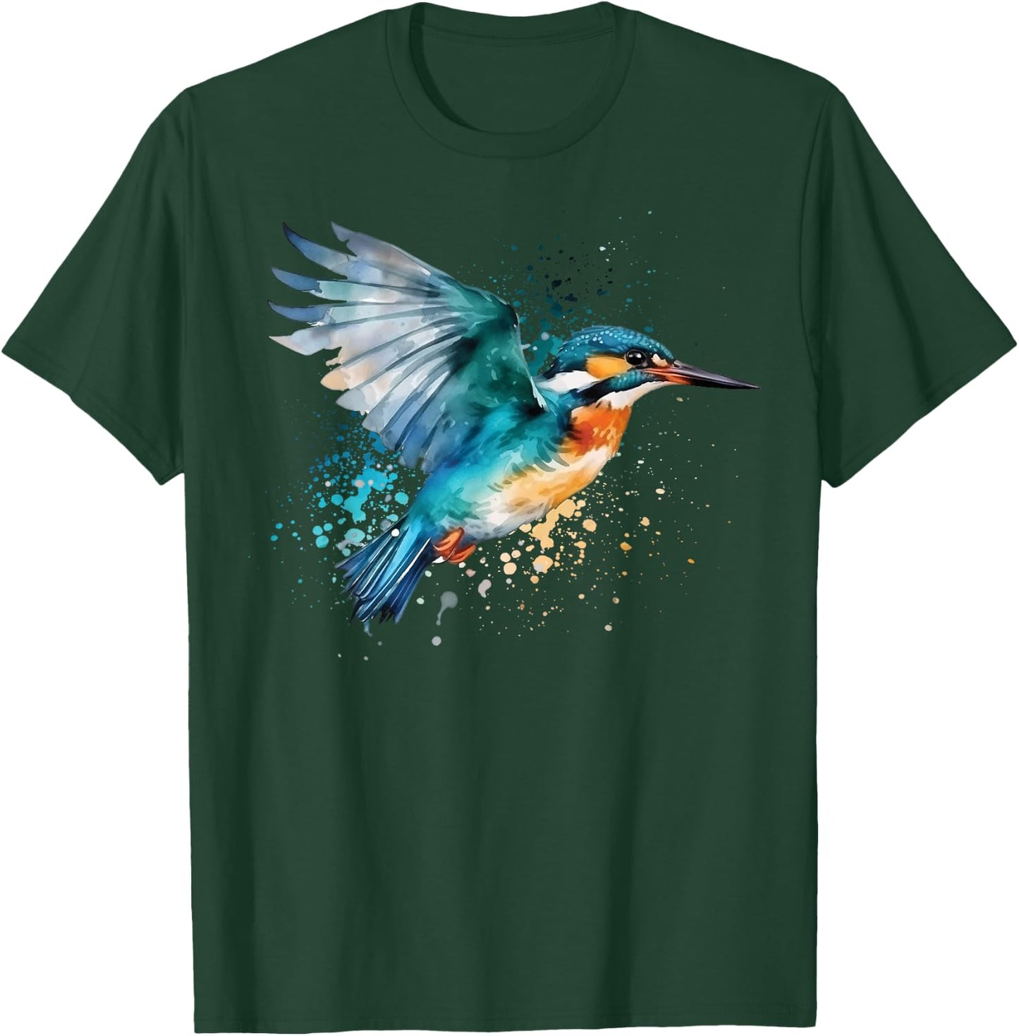 Kingfisher Design Illustration , black T-Shirt - T-Shirt | Forest