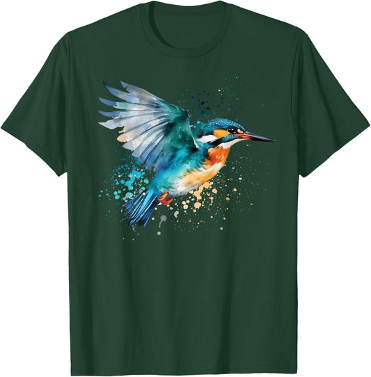 Kingfisher Design Illustration , black T-Shirt - T-Shirt | Forest