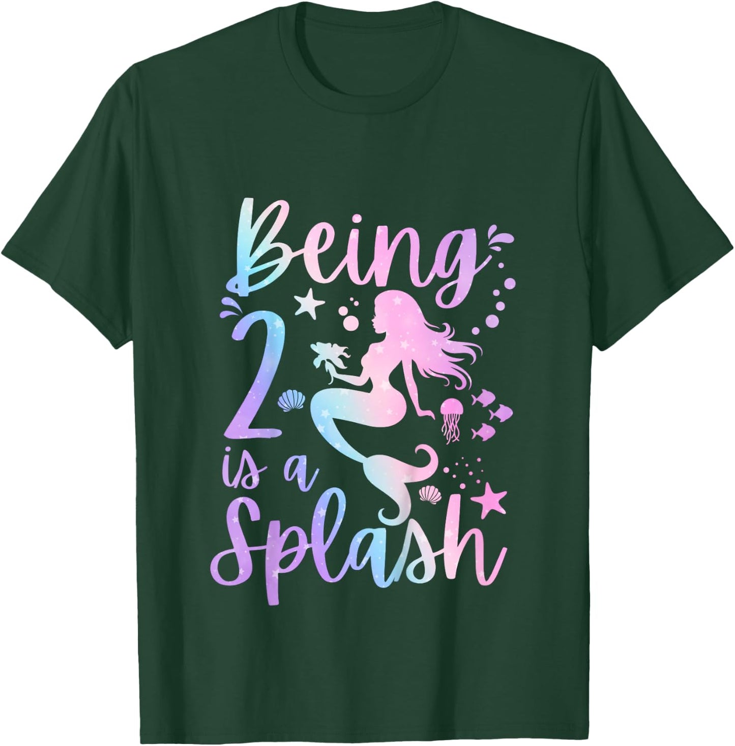 2 Year Old 2nd Mermaid Birthday Under Sea Party Themed T-Shirt - T-Shirt | Forest