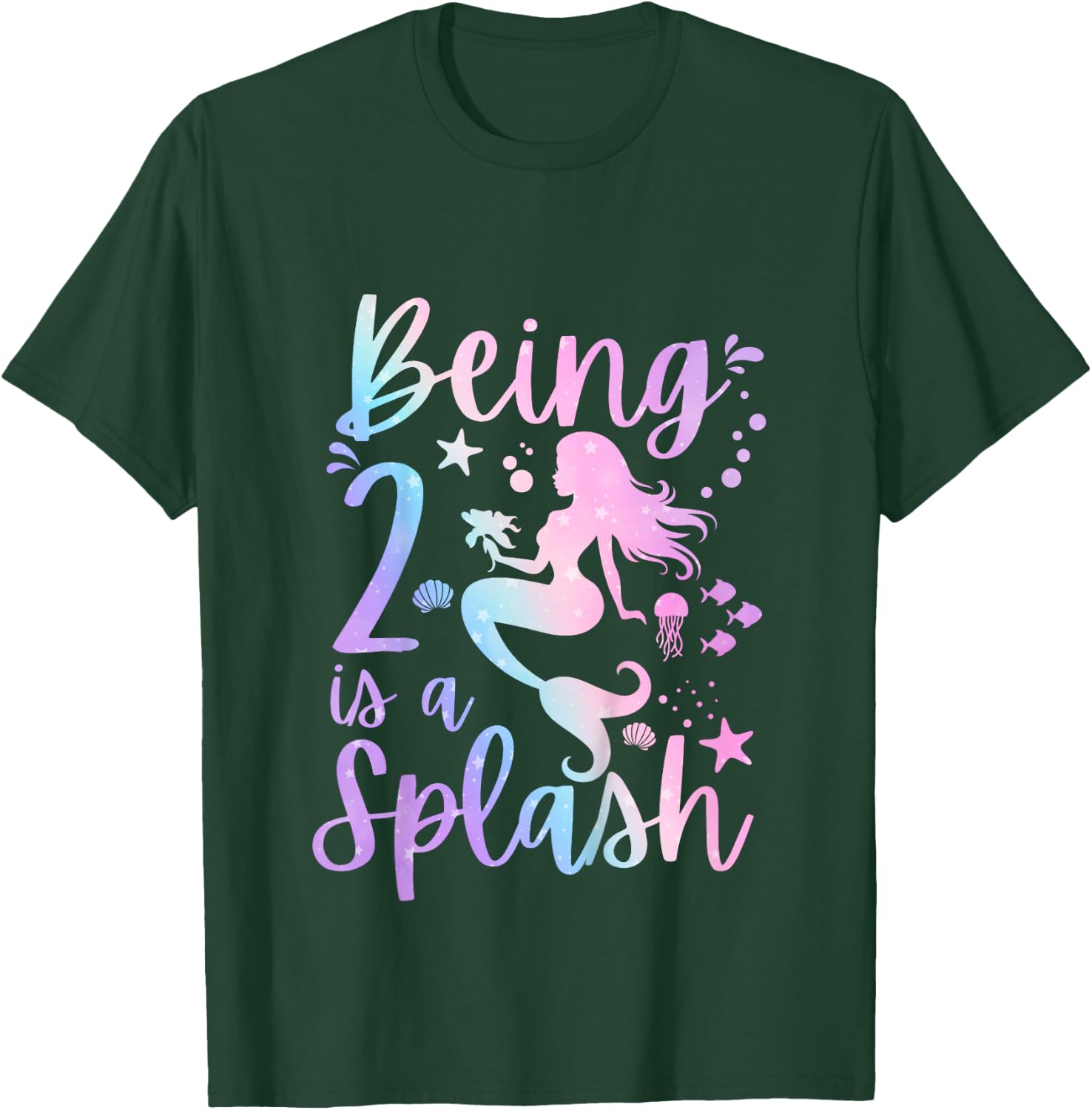 2 Year Old 2nd Mermaid Birthday Under Sea Party Themed T-Shirt - T-Shirt | Forest