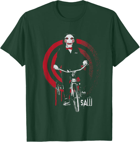 Saw Jigsaw on the Bicycle , black T-Shirt - T-Shirt | Forest