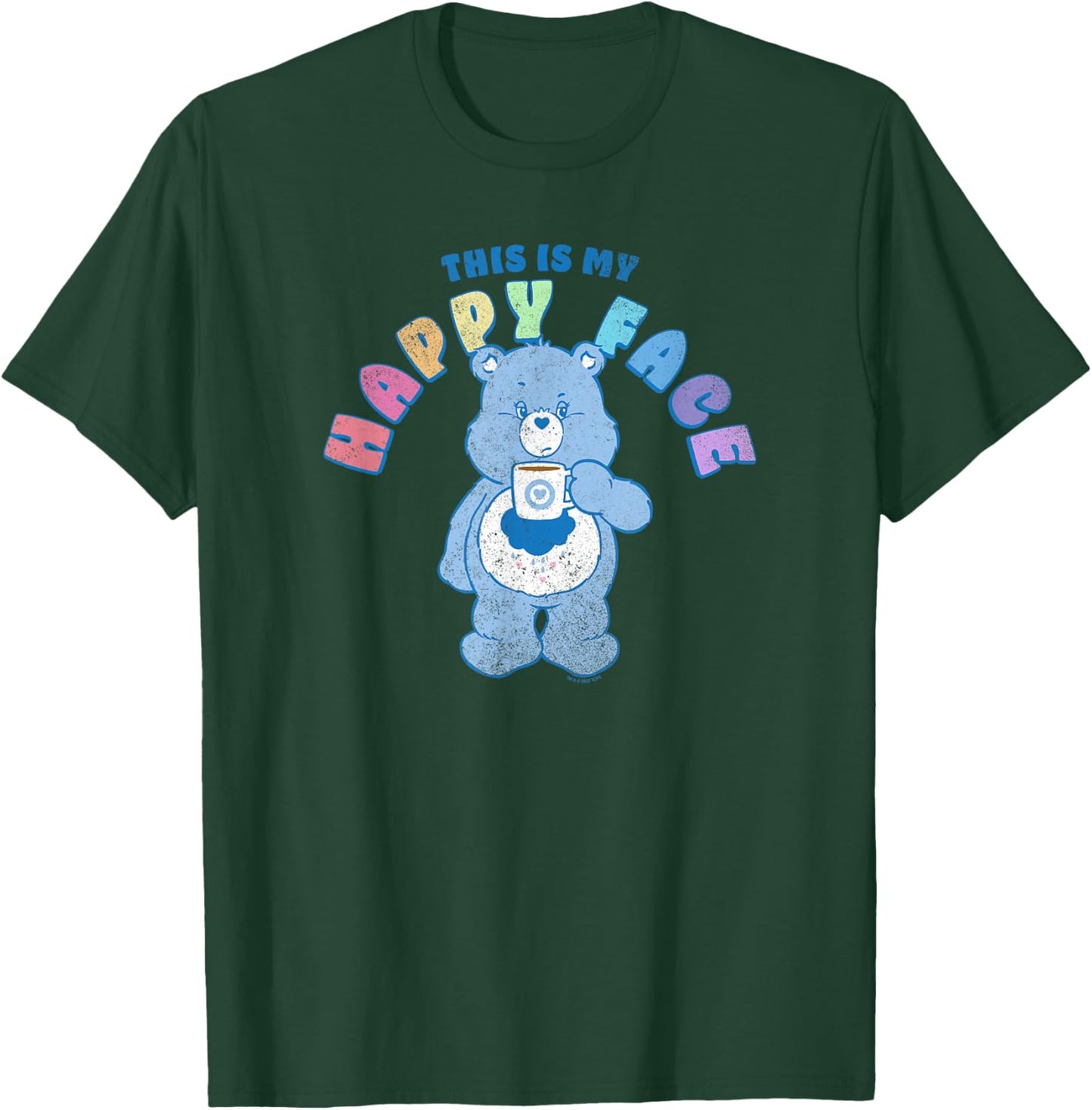 Care Bears Grumpy Bear Rainbow Text This Is My Happy Face T-Shirt - T-Shirt | Forest