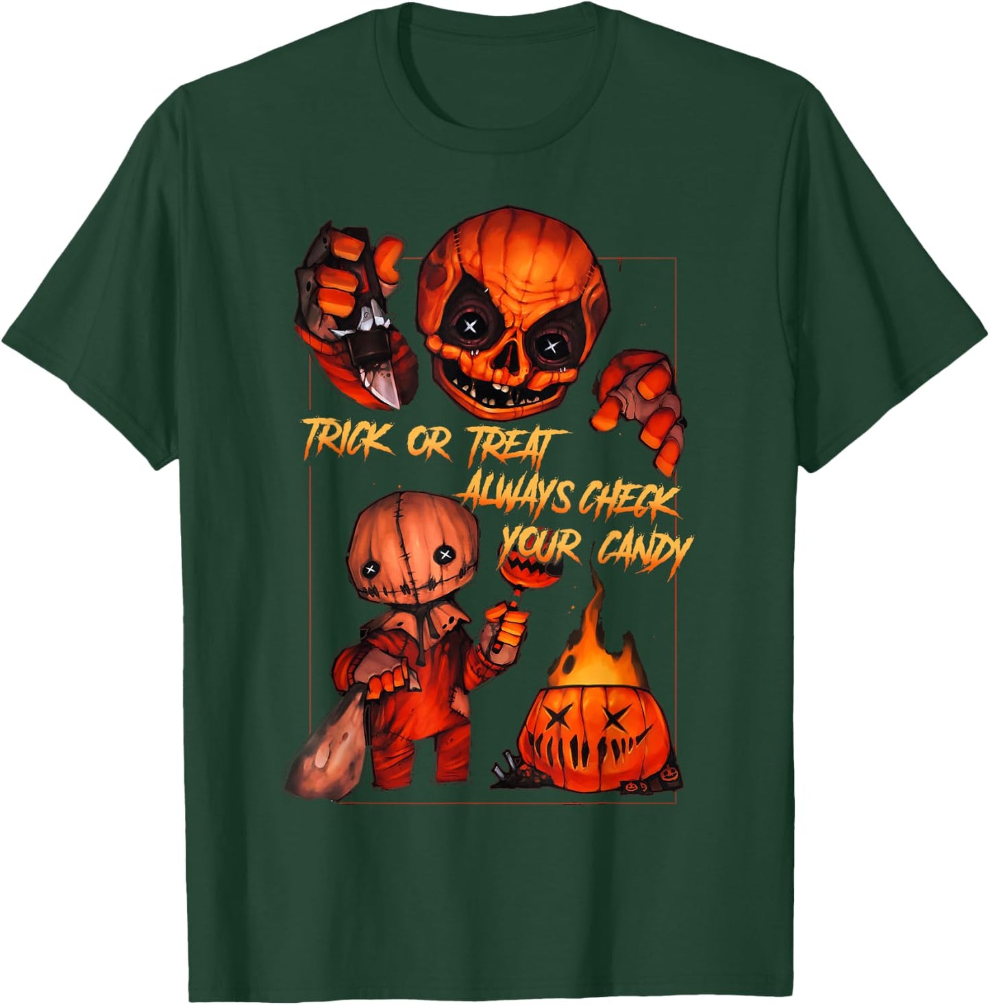 Vintage Trick Or Treat Always Check Your Candy, Pumpkin T-Shirt - T-Shirt | Forest