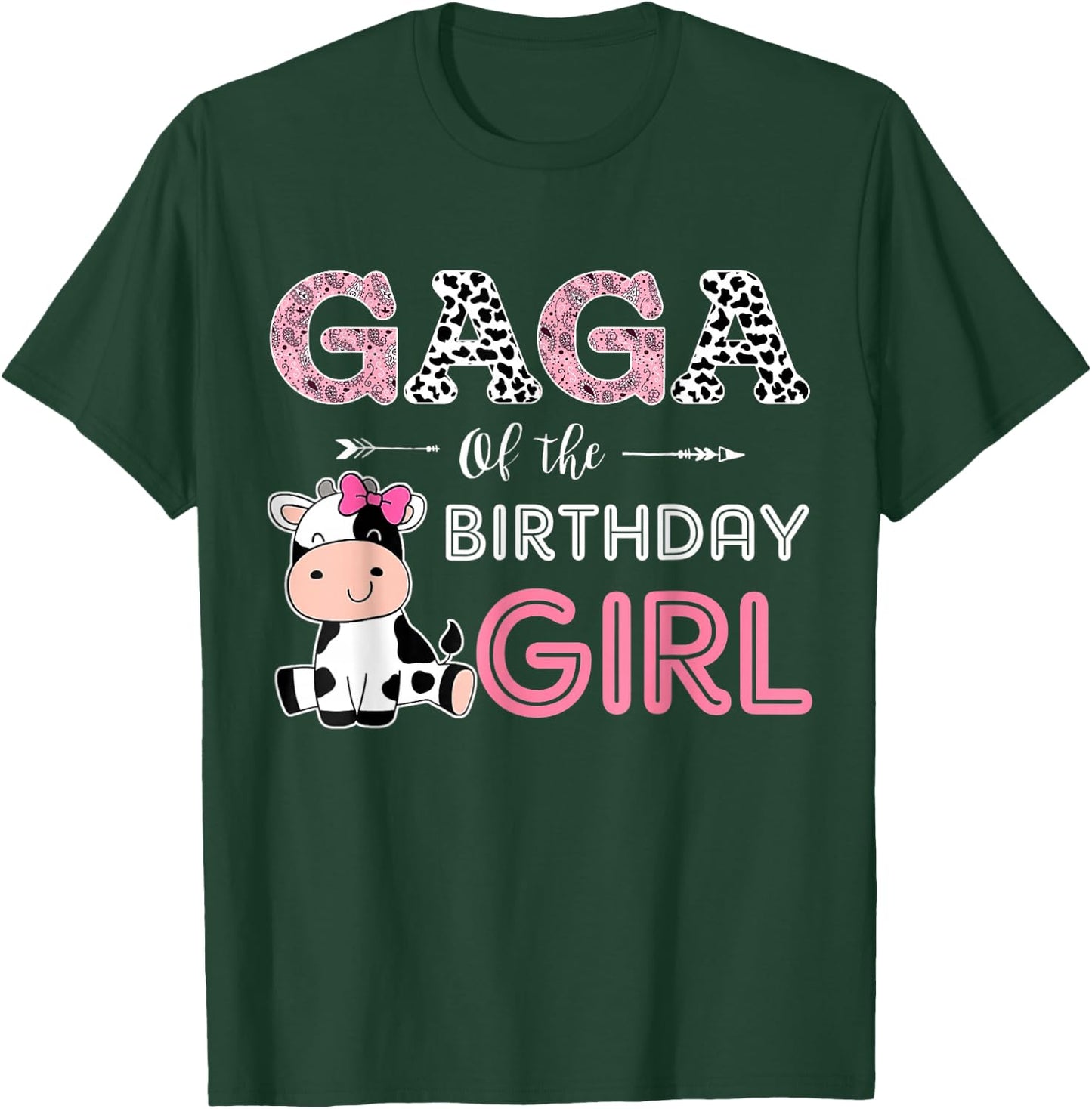 Gaga of The Birthday Girl Farm Cow Grandma Matching Family T-Shirt - T-Shirt | Forest